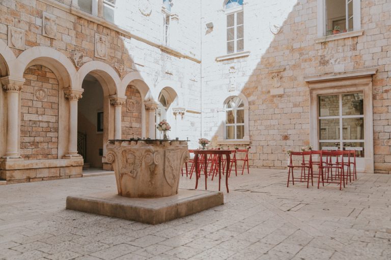 wedding ceremony in historic Trogir